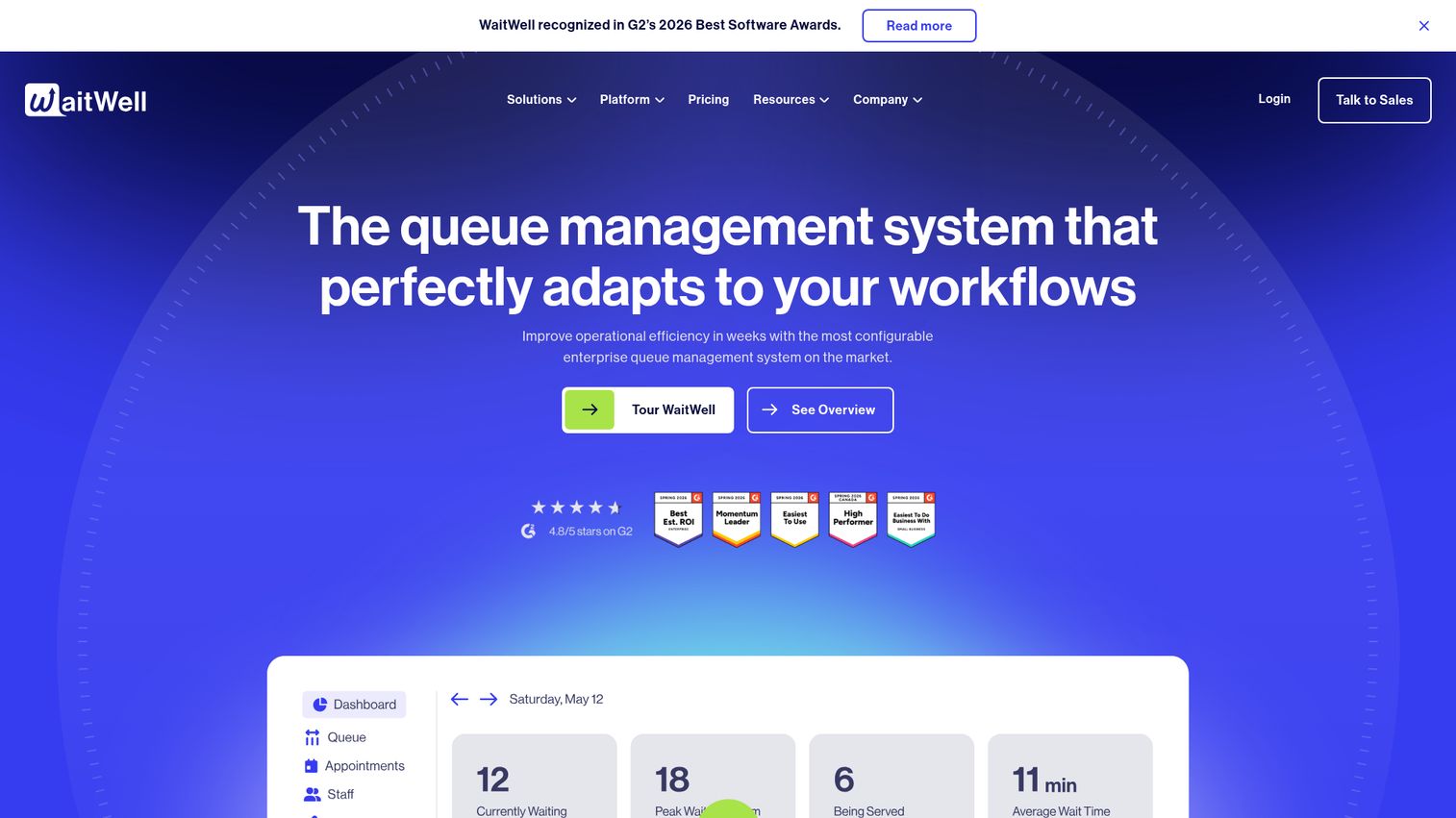 WaitWell queue and appointment management software for service centers