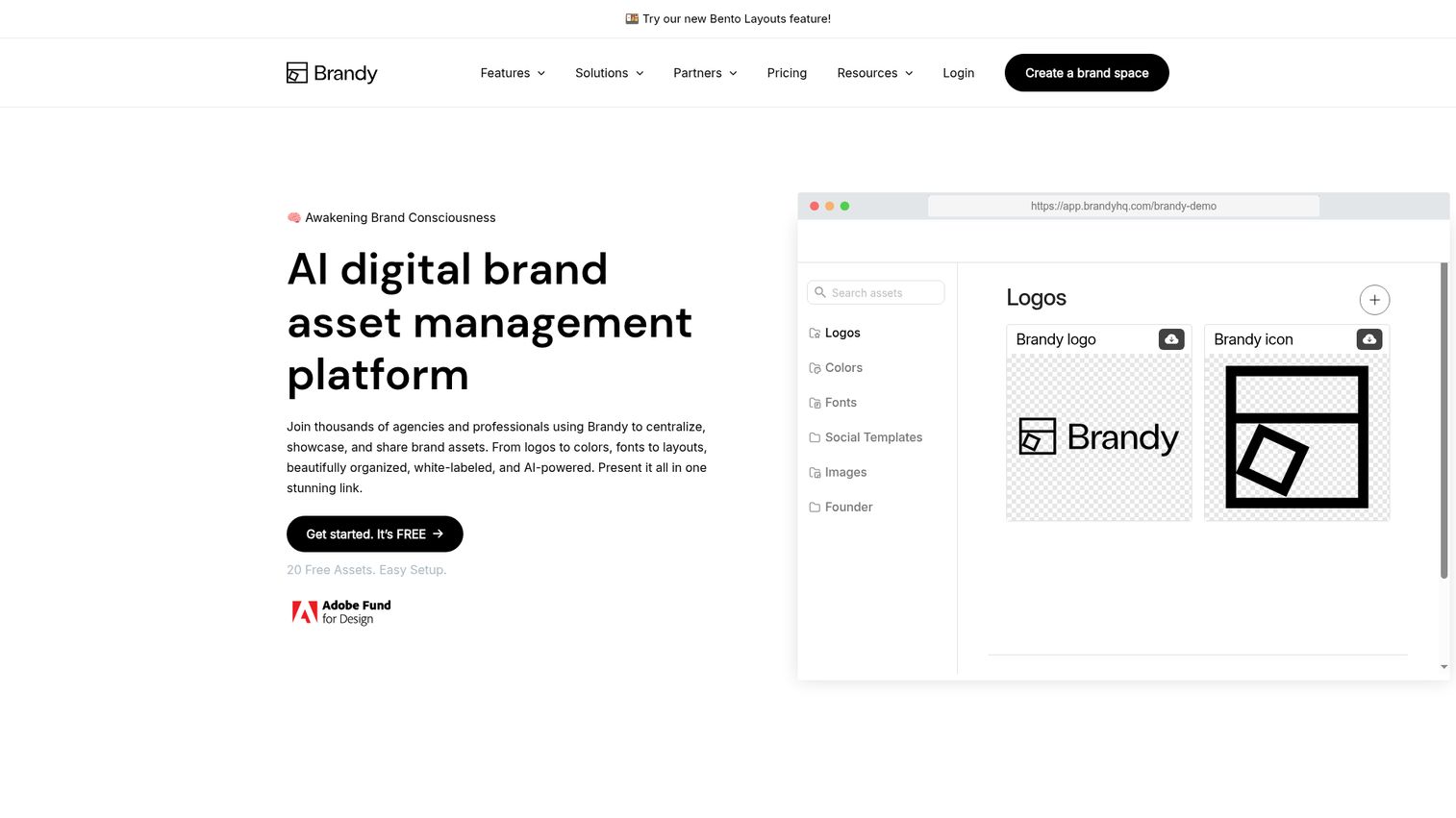 Brandy brand asset management and guidelines platform homepage