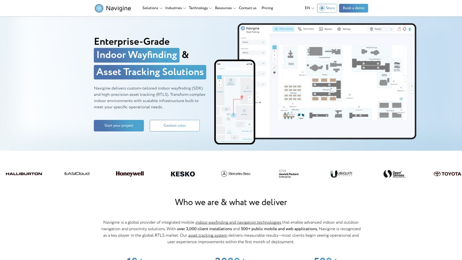 Navigine indoor positioning and wayfinding platform interface