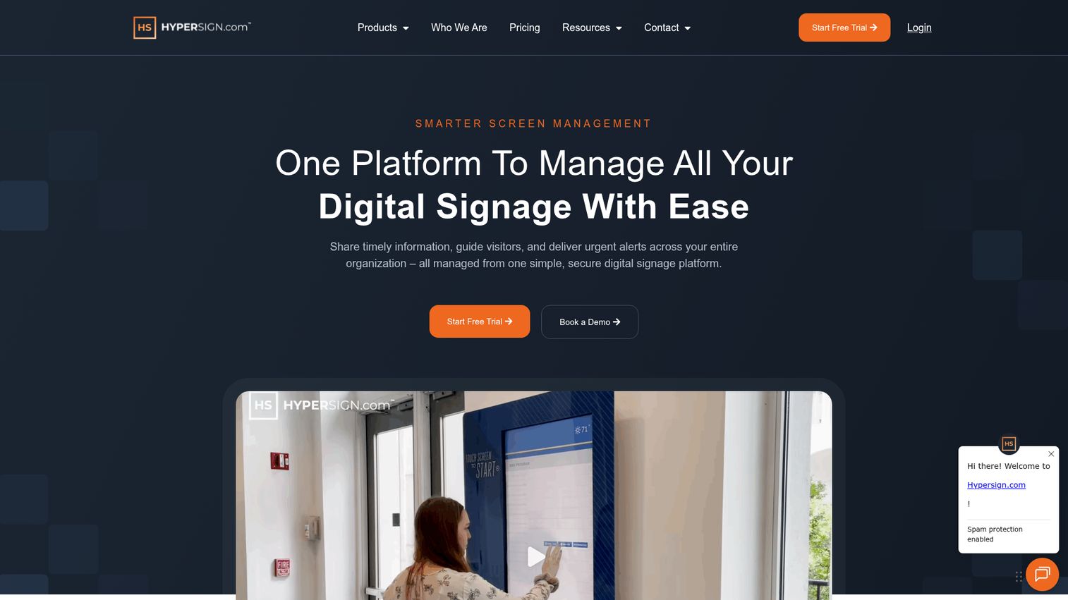 Hypersign digital signage platform with wayfinding and room display content