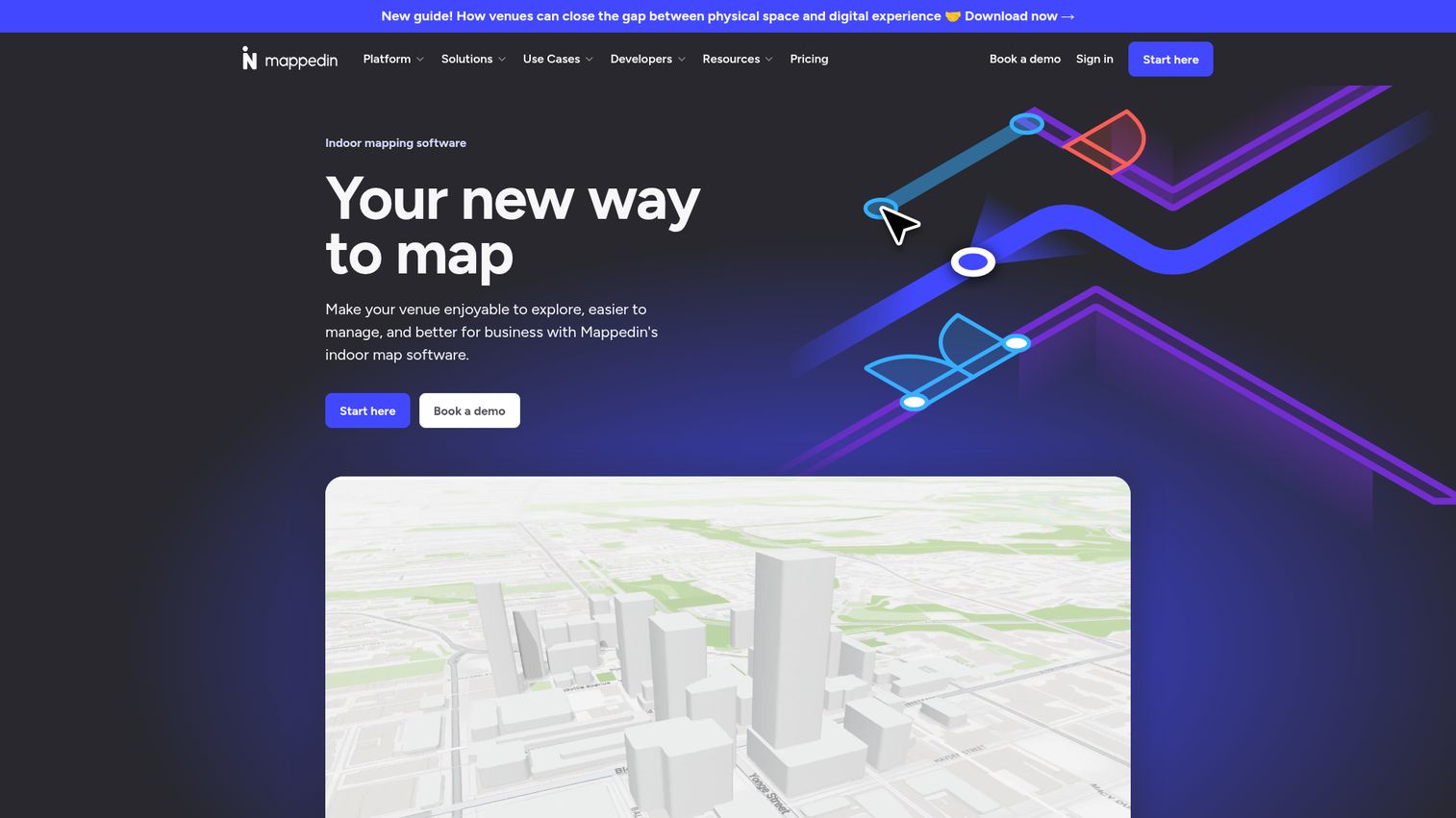 Mappedin indoor mapping platform showing an editable interactive venue map