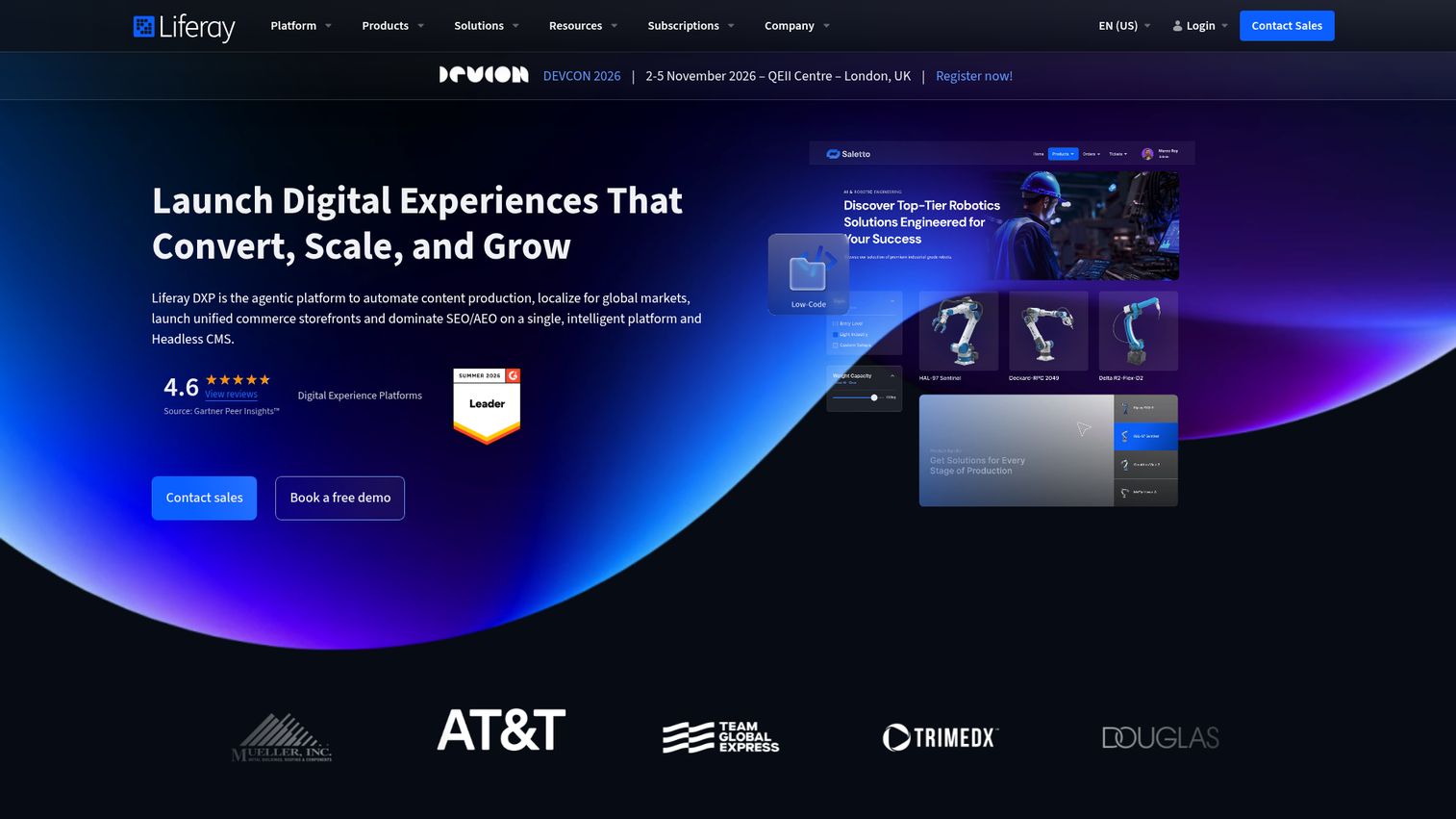 Liferay digital experience platform homepage