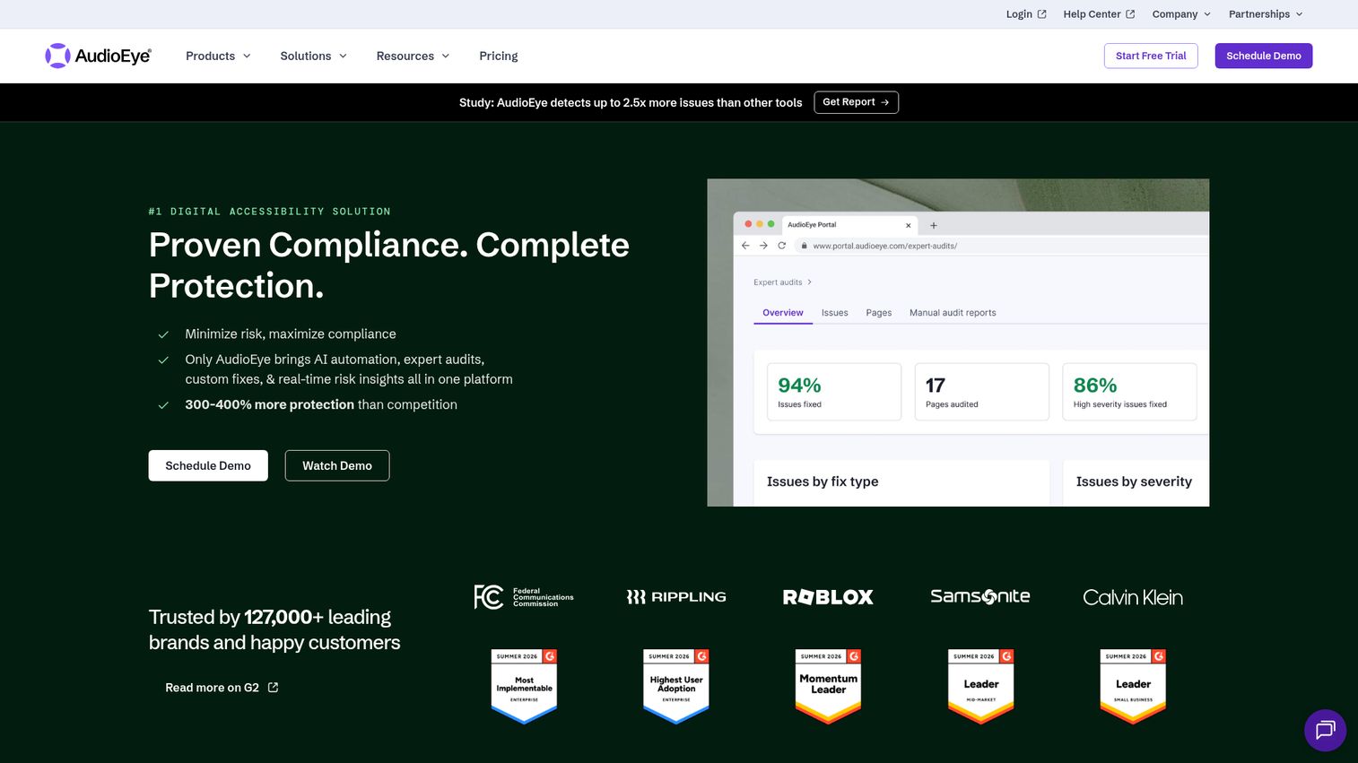 AudioEye digital accessibility platform homepage
