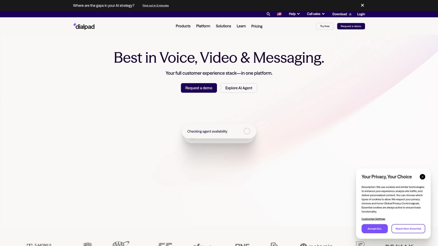 Dialpad AI communications platform homepage
