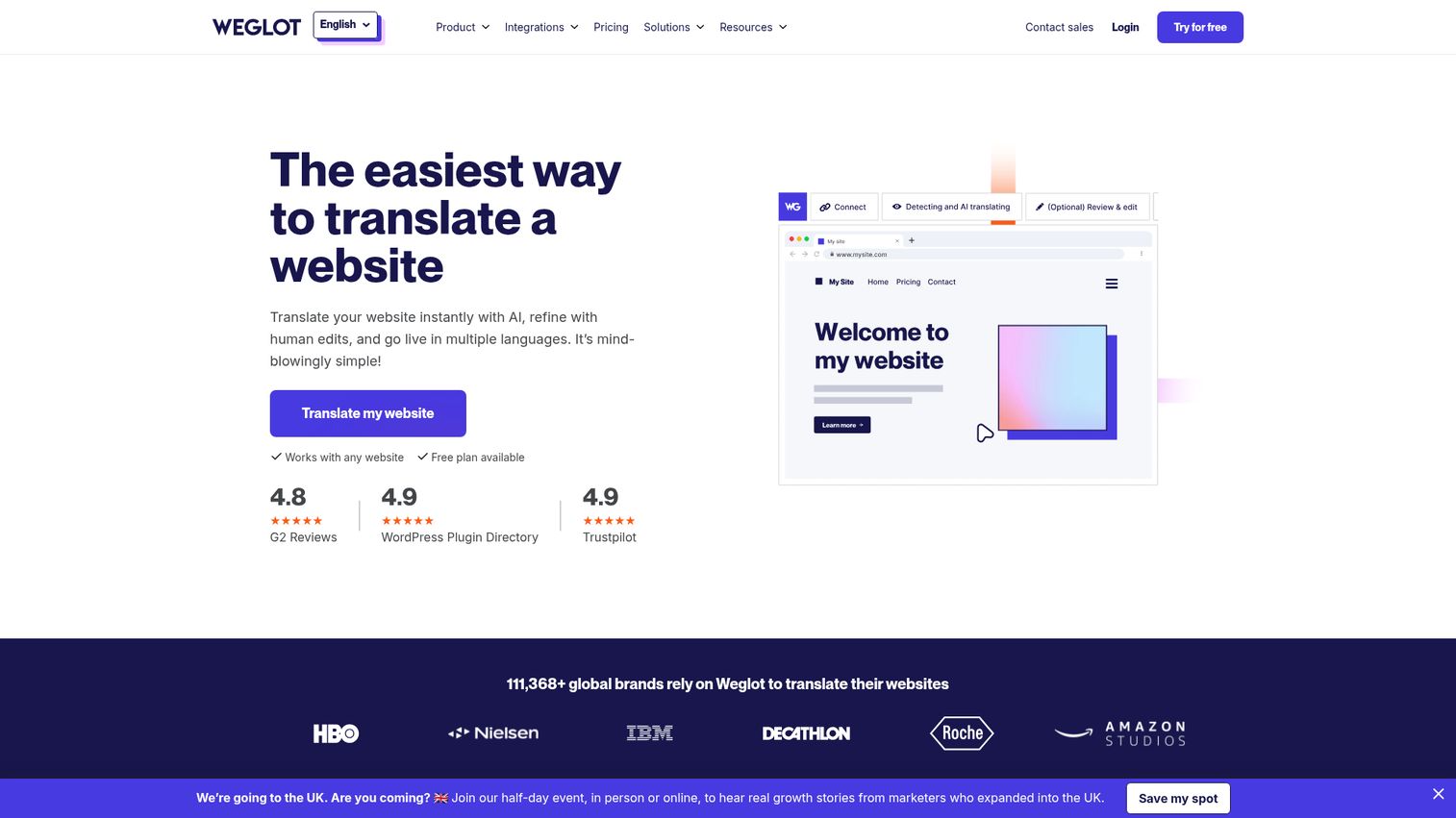 Weglot no-code website translation platform