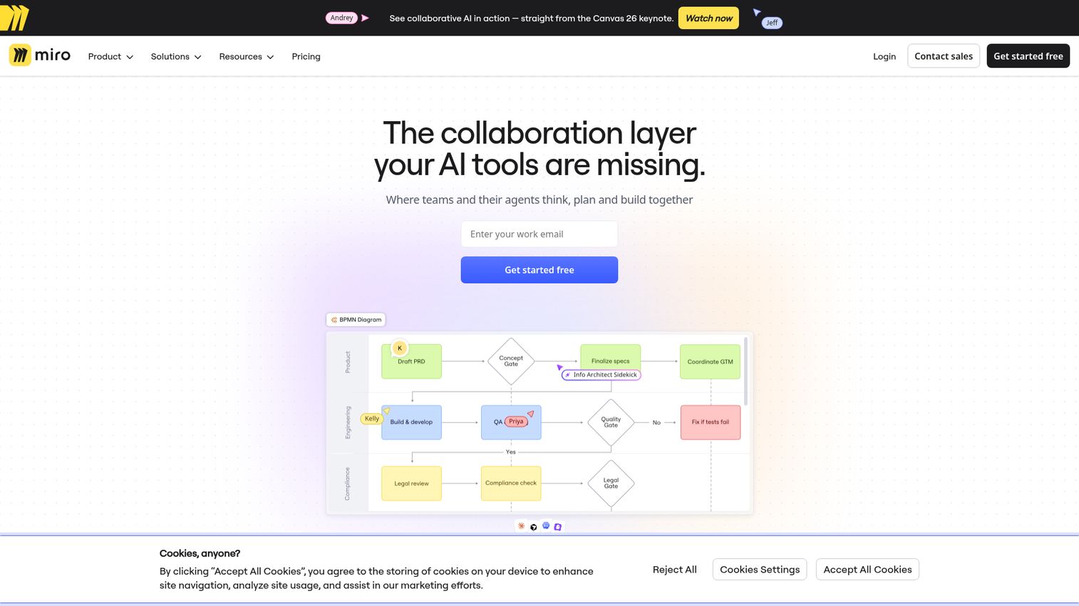 Miro visual collaboration canvas homepage
