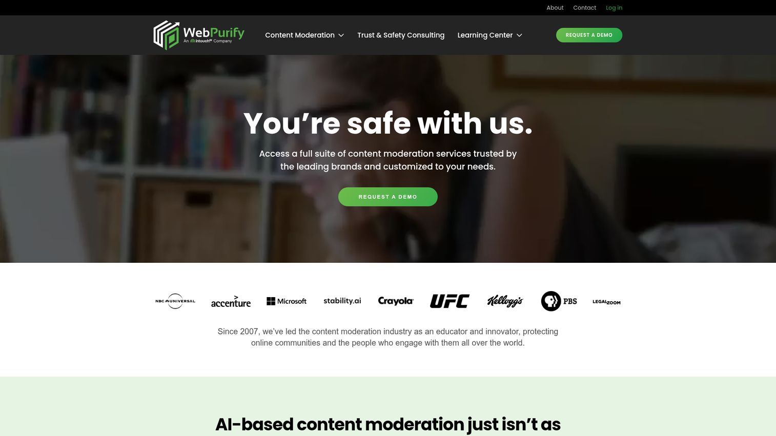 WebPurify content moderation services homepage