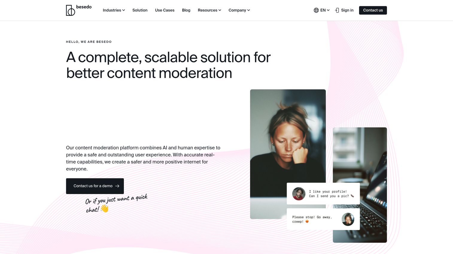 Besedo Implio marketplace content moderation homepage