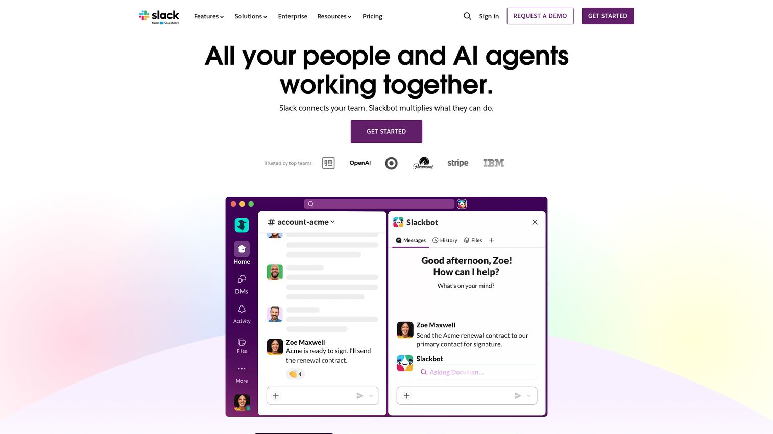 Slack business instant messaging software homepage
