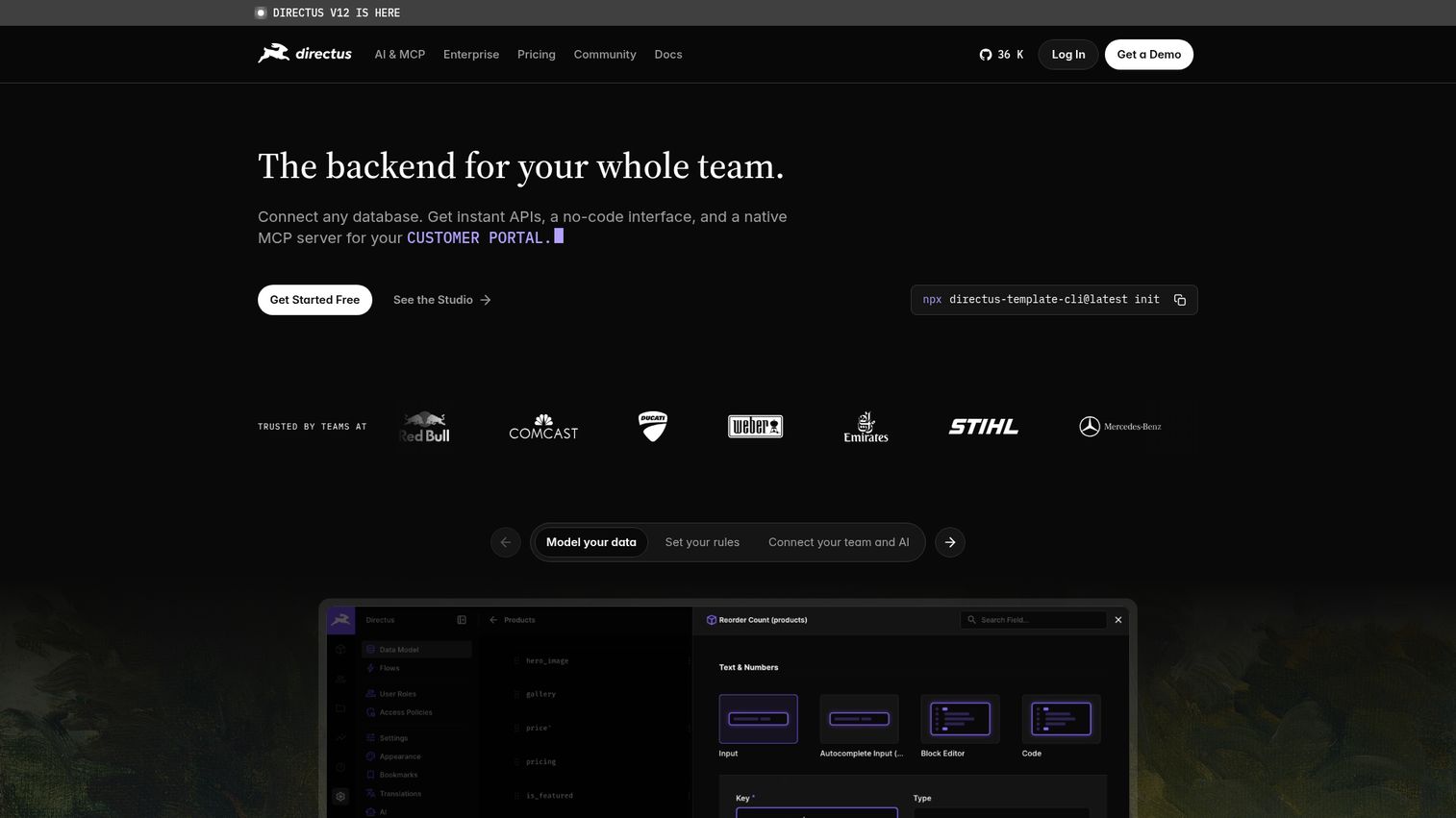 Directus open source data platform homepage