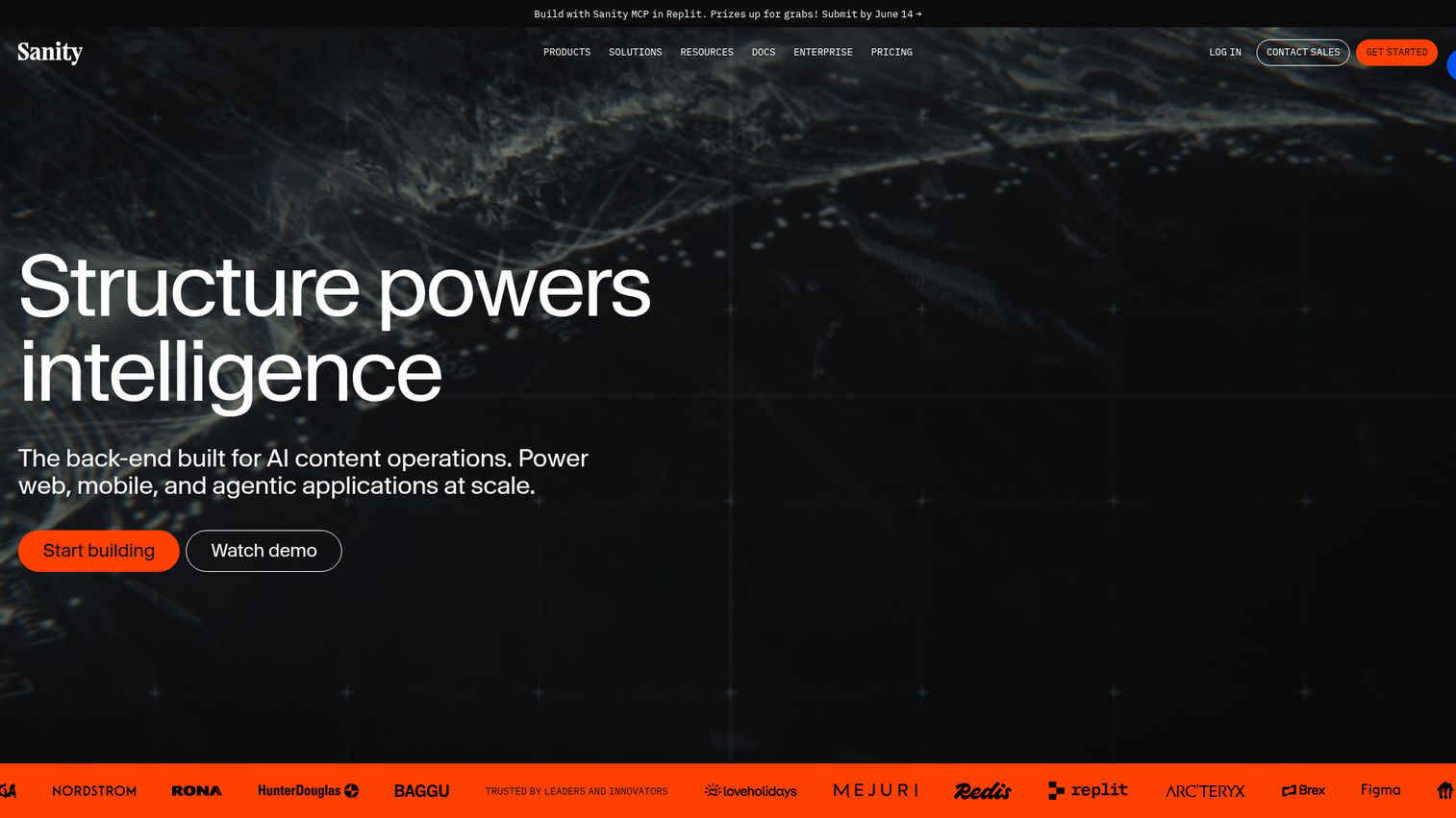 Sanity headless CMS platform homepage