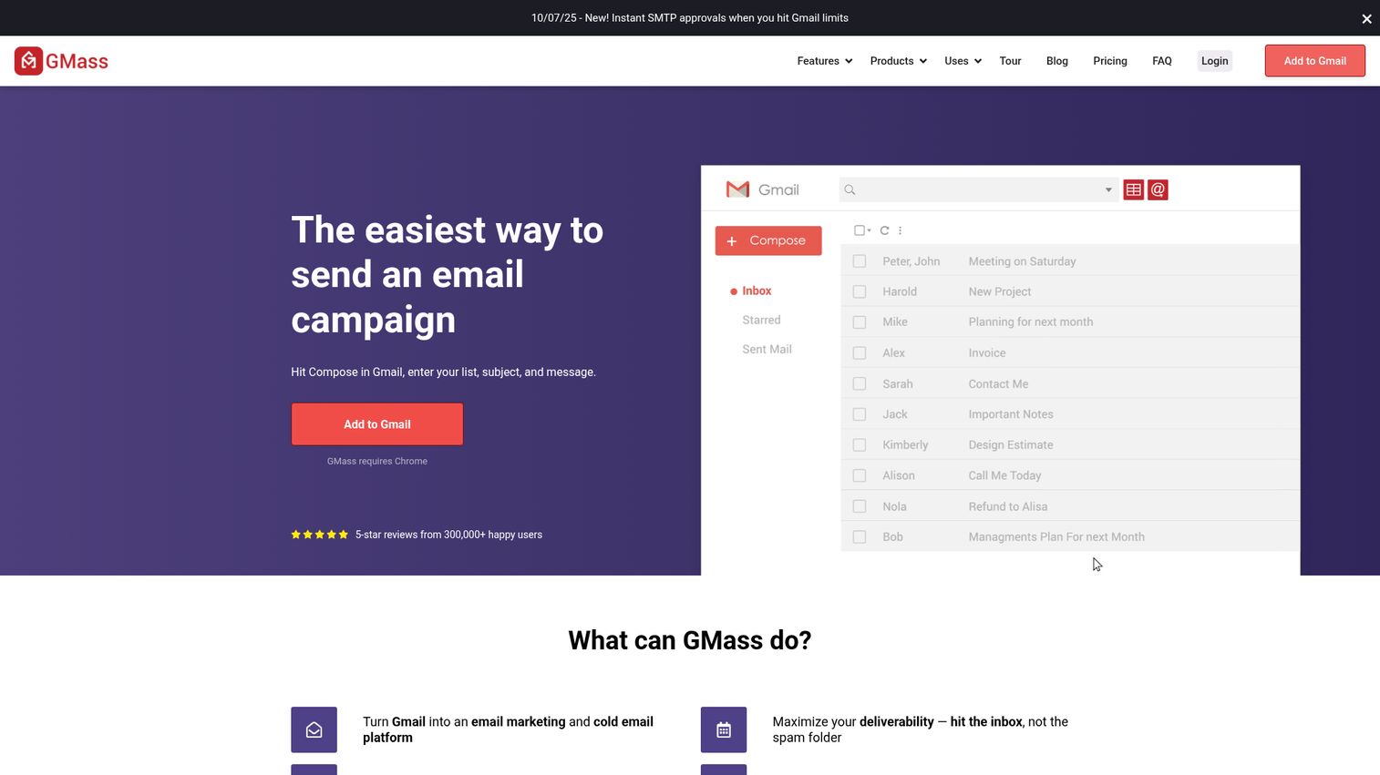 GMass Gmail-native cold email tool