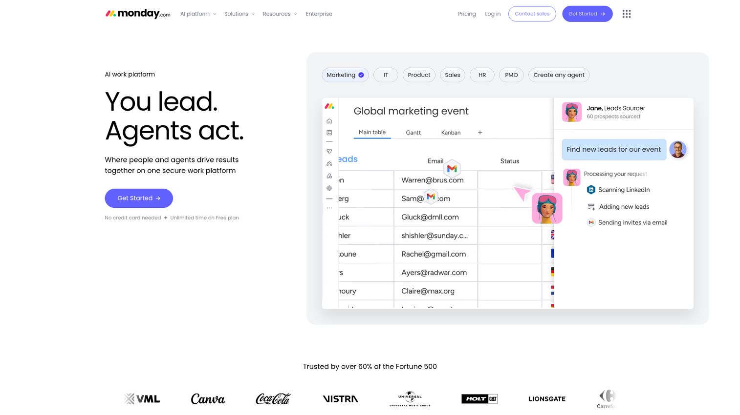 monday.com flexible work OS with portfolio views.