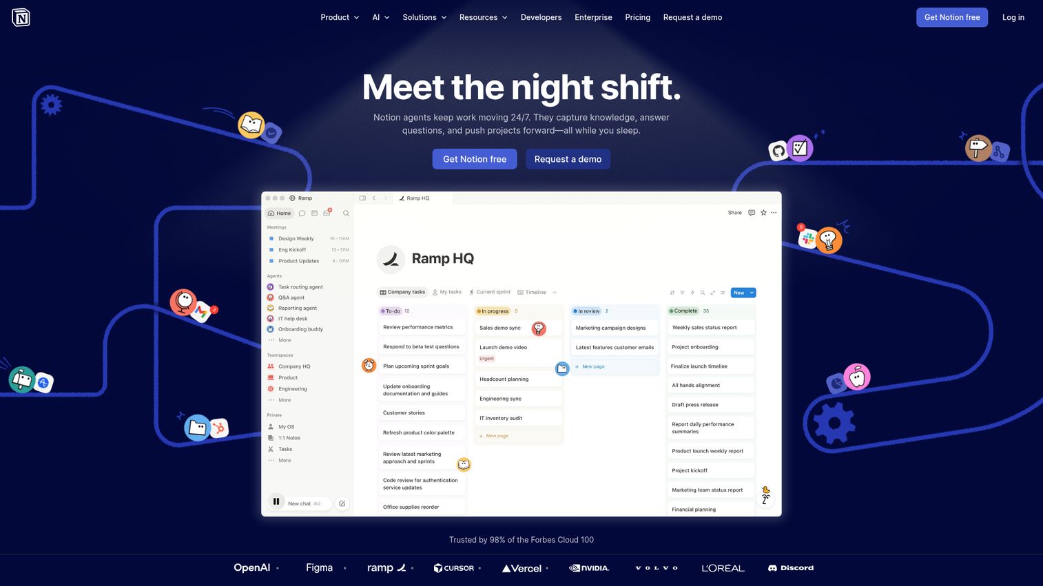 Notion workspace and database platform homepage