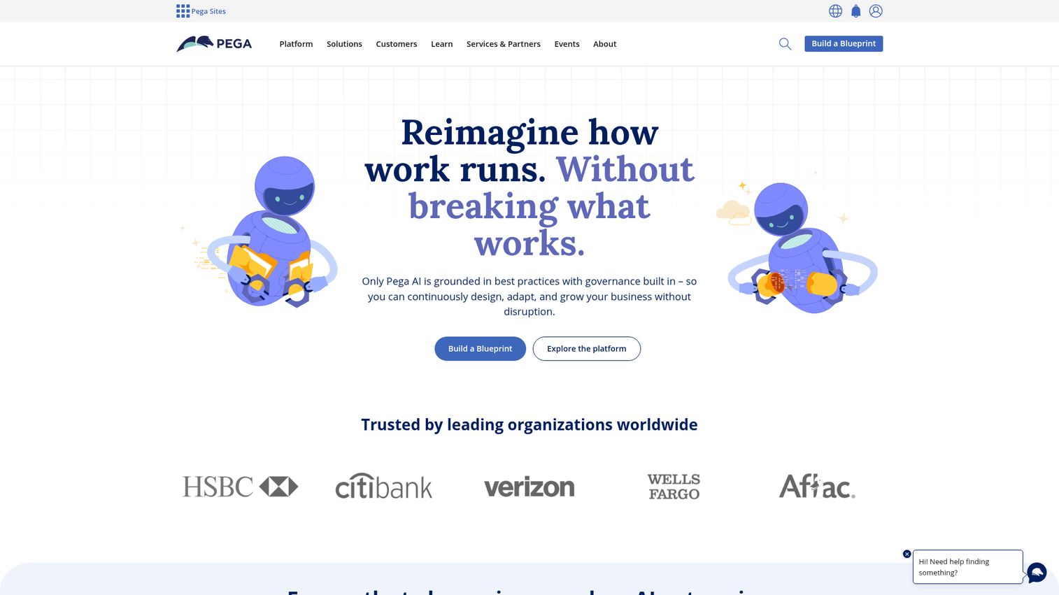 Pega Platform enterprise BPM and low-code homepage