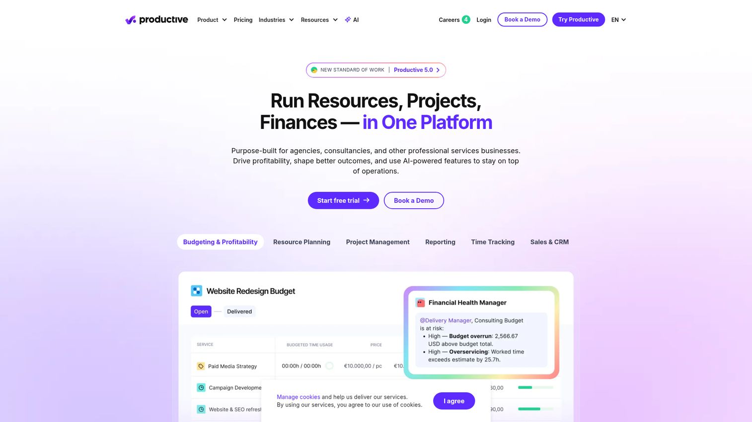 Productive agency operations and PSA platform view