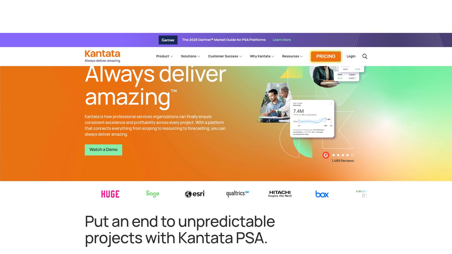 Kantata professional services automation resource and project view