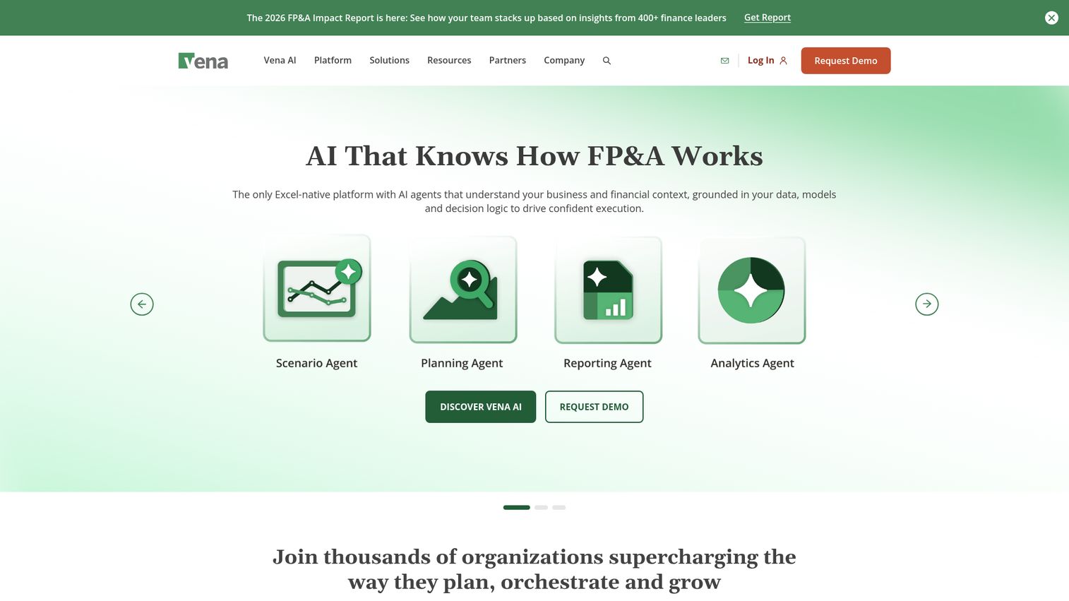 Vena Excel-native financial planning and reporting platform