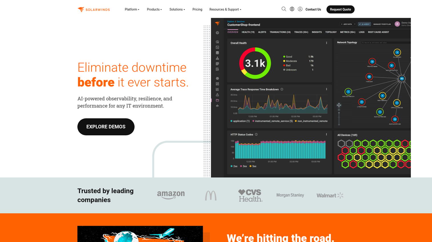 SolarWinds Network Performance Monitor dashboard