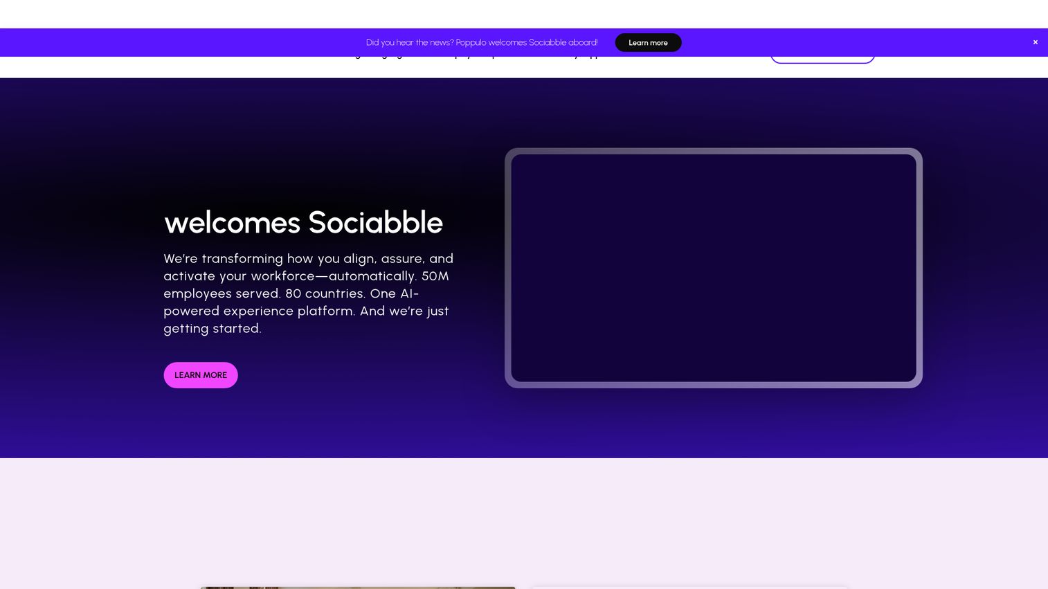 Poppulo employee experience and digital signage homepage