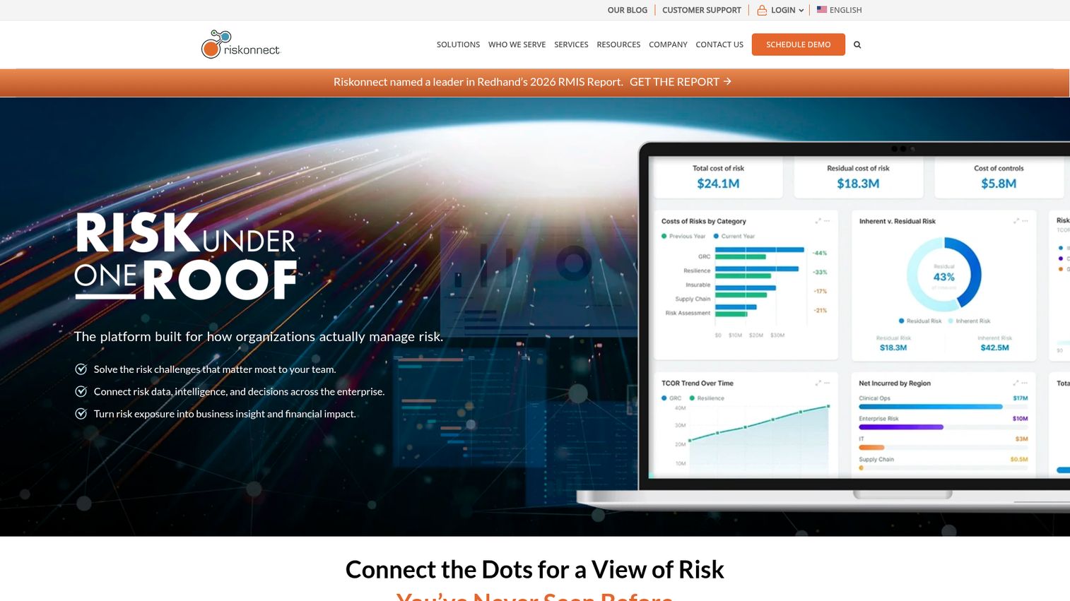 Riskonnect enterprise risk management software homepage