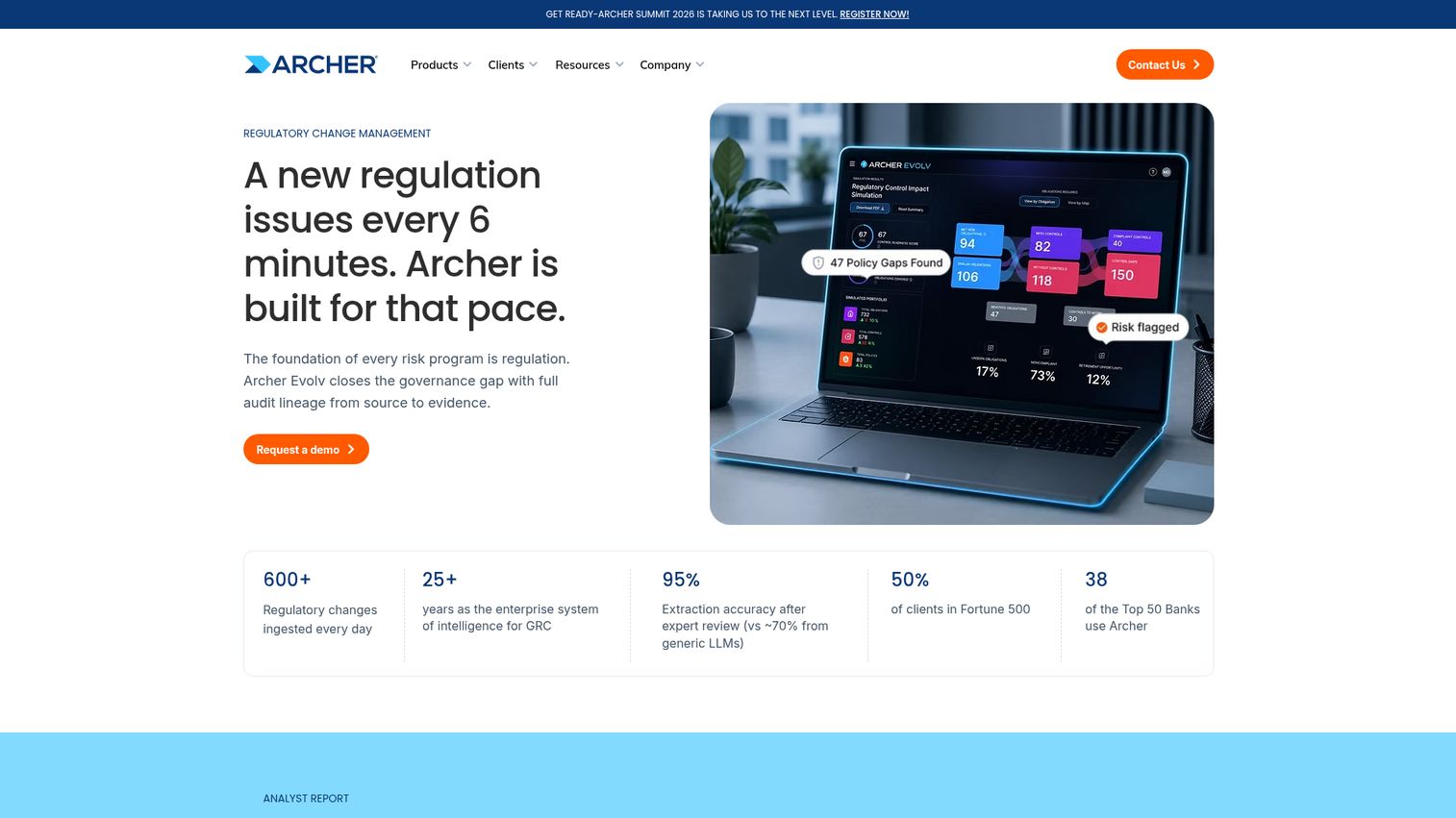 Archer integrated risk management platform homepage