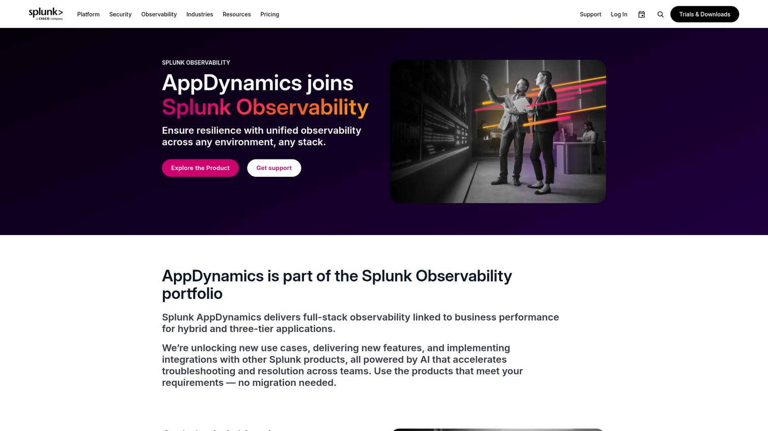 AppDynamics application performance monitoring dashboard