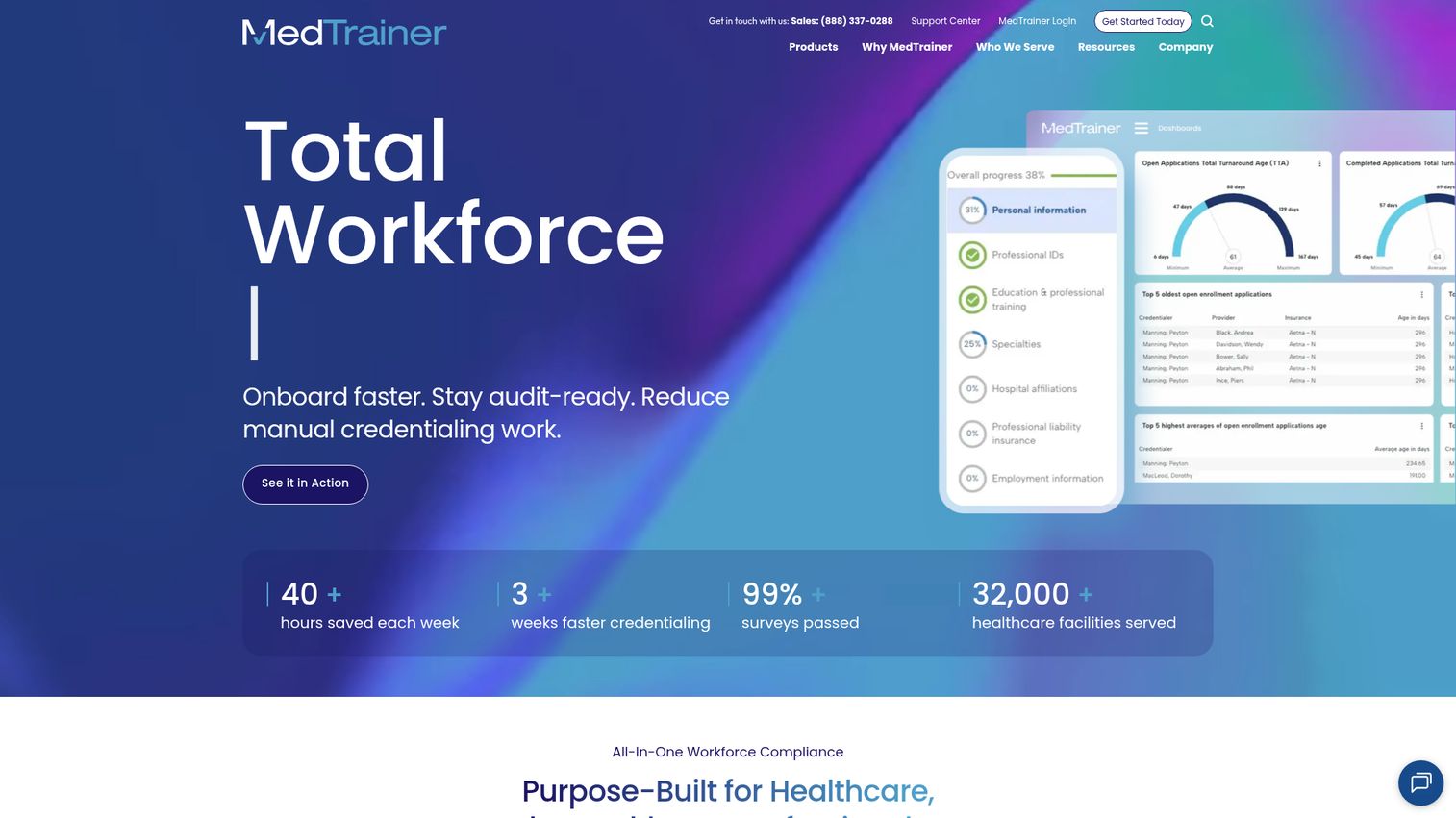 MedTrainer healthcare compliance and training platform homepage