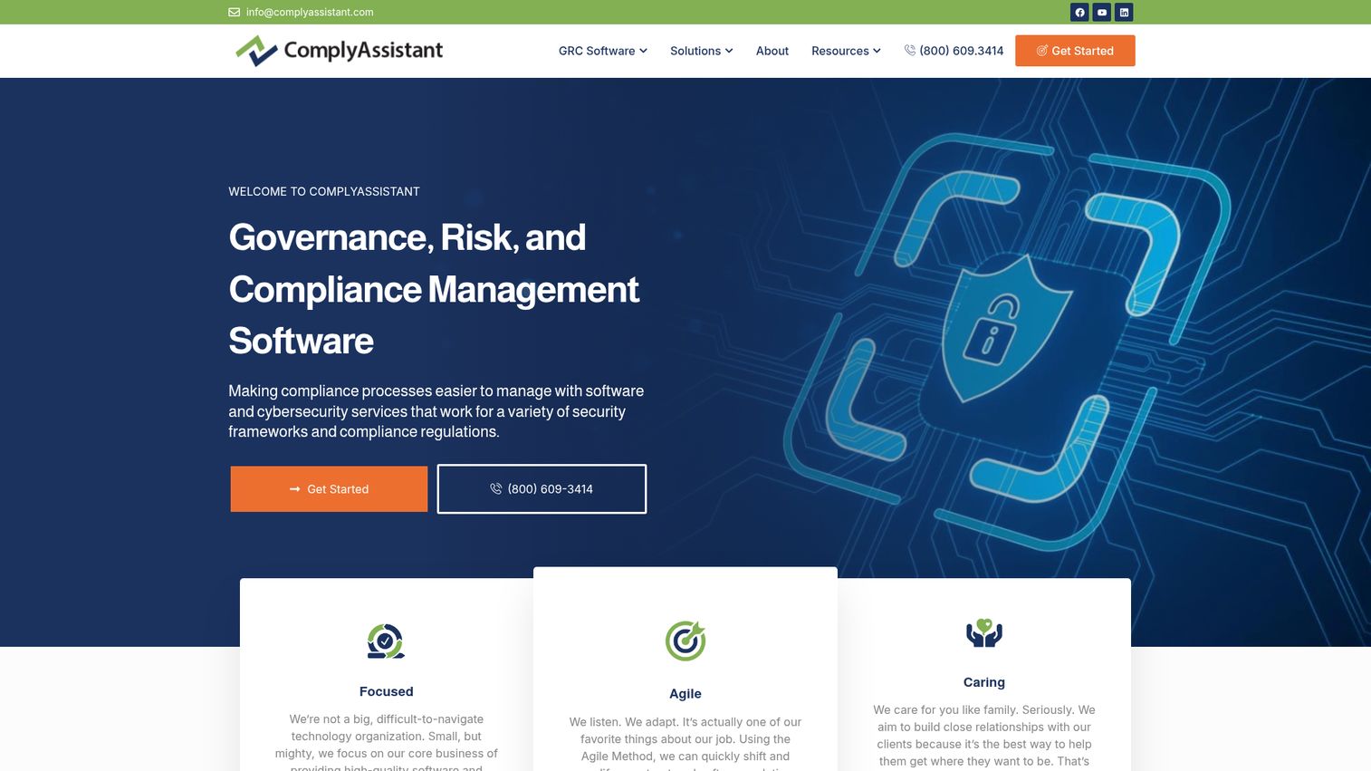 ComplyAssistant cloud GRC software for hospitals and health systems homepage
