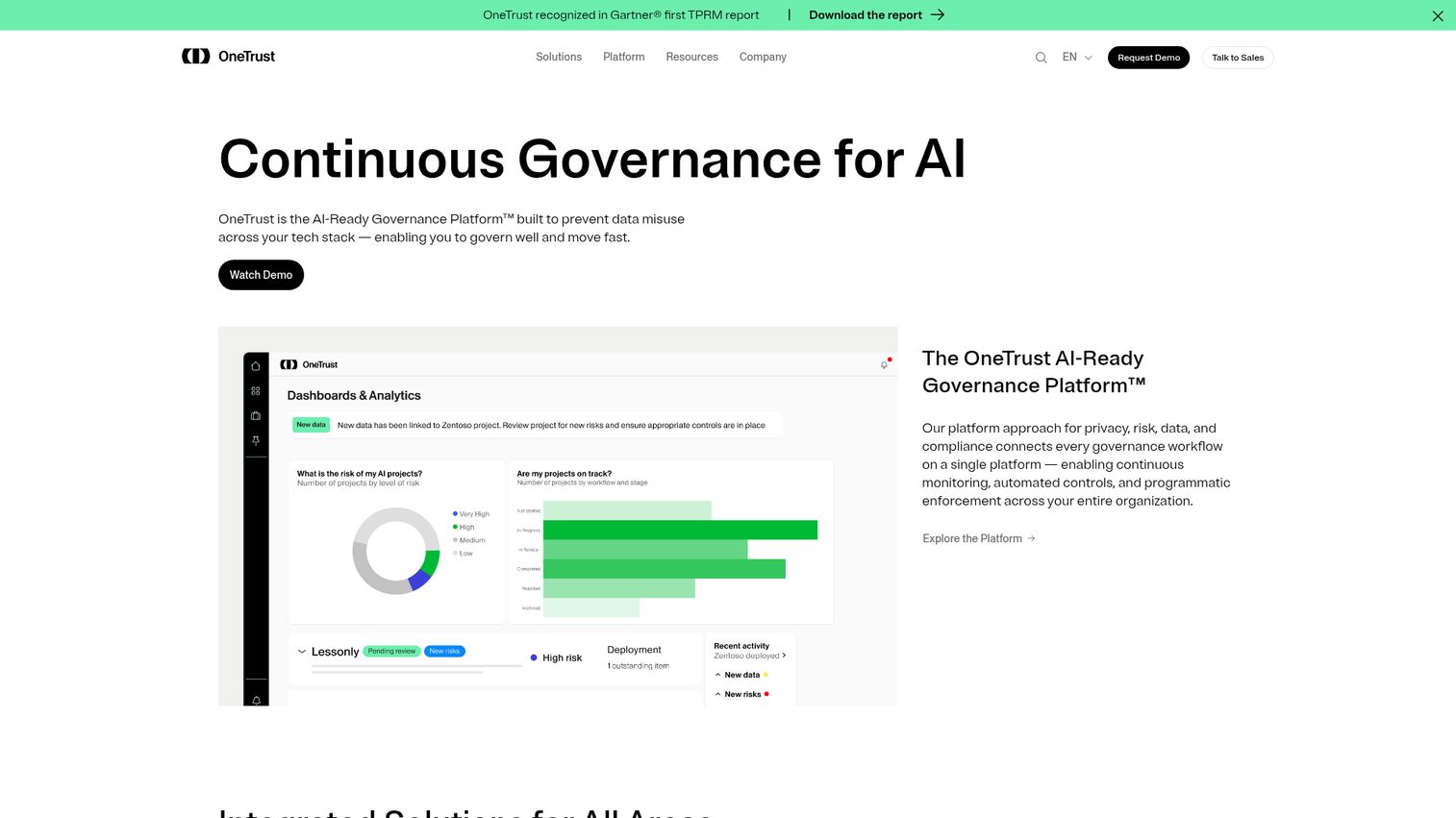 OneTrust governance, privacy, and compliance platform
