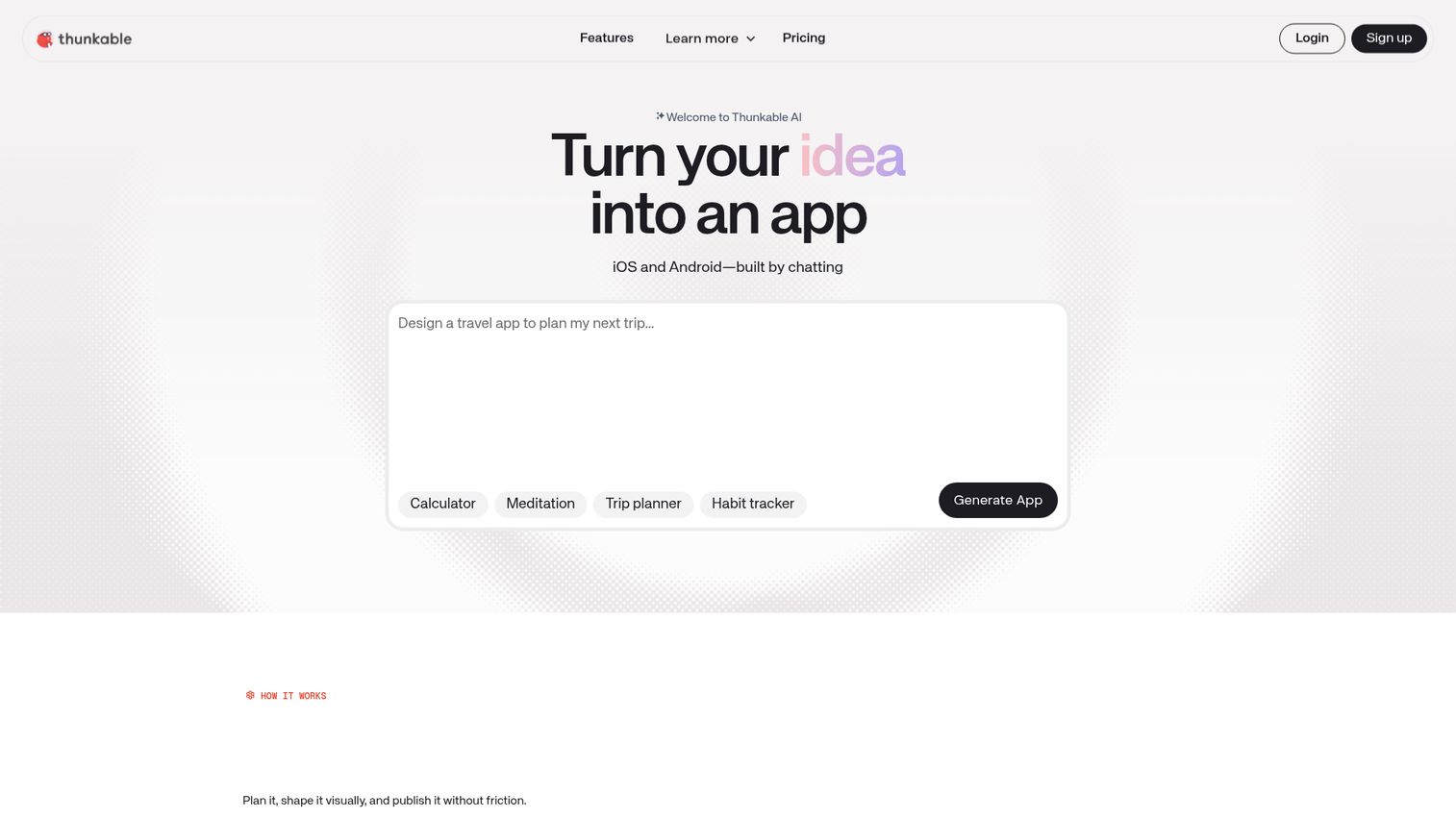 Thunkable native mobile app builder homepage