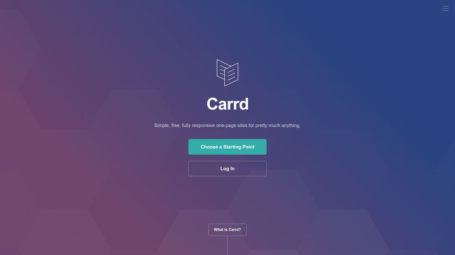 Carrd one-page site builder homepage