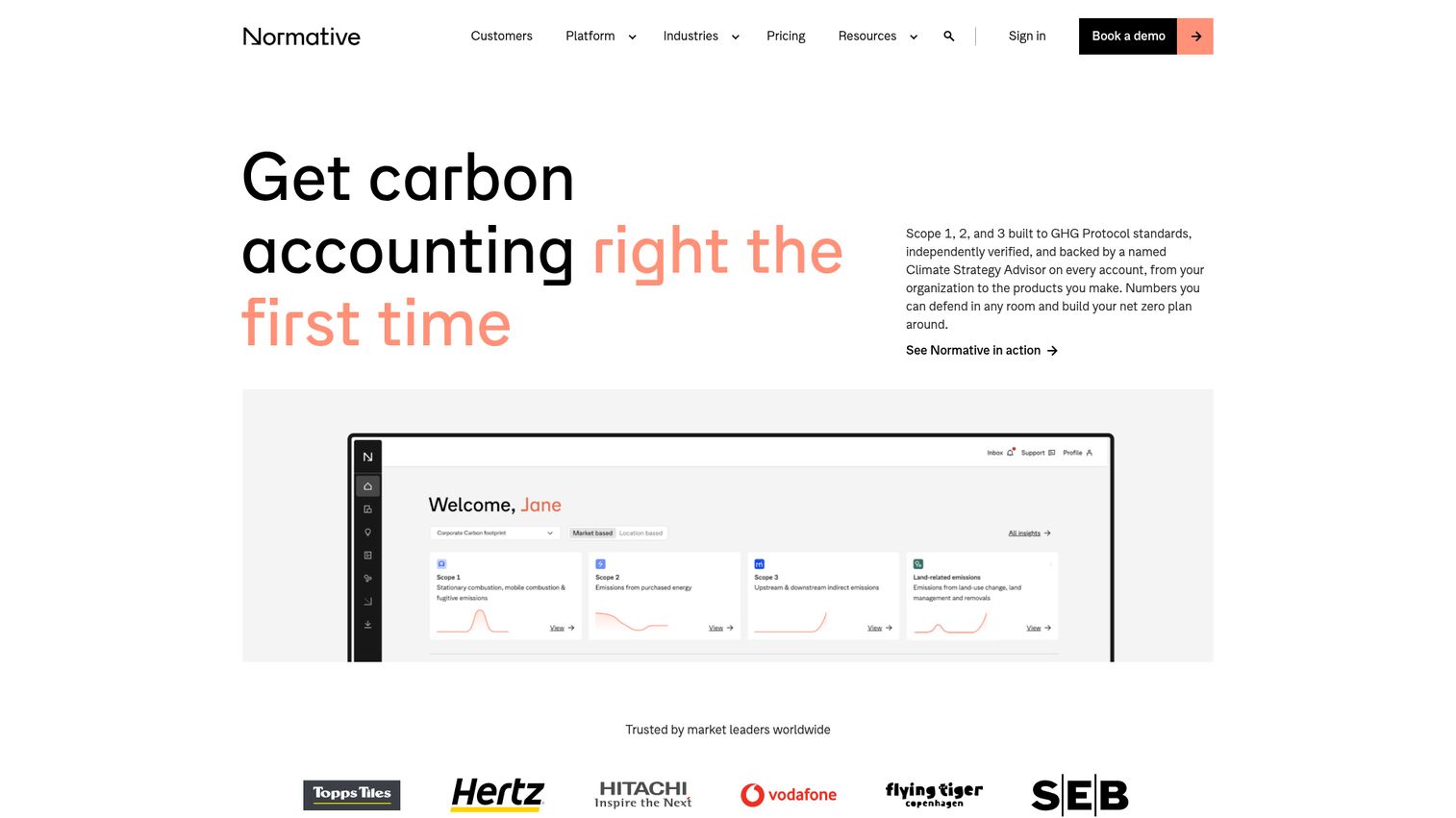 Normative carbon accounting engine