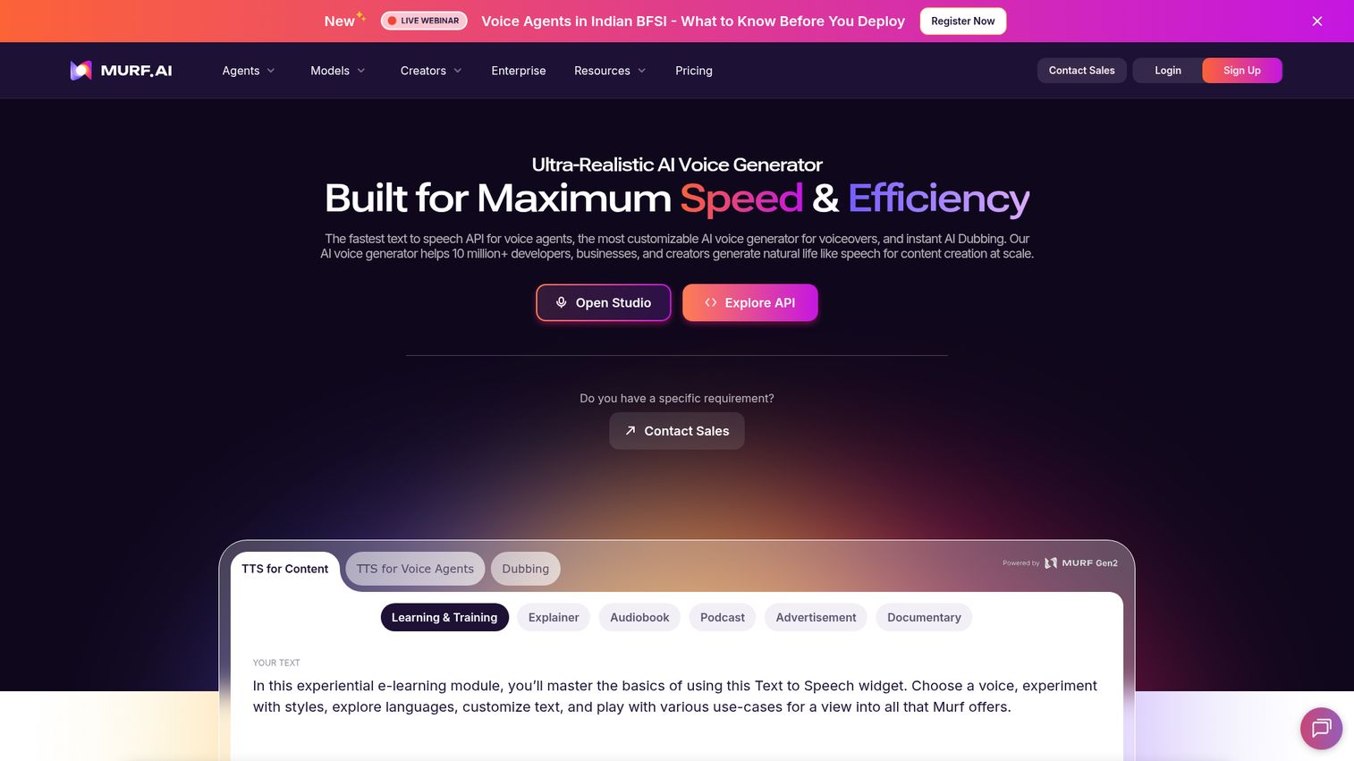 Murf homepage screenshot
