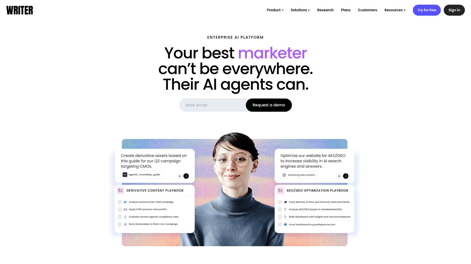 Writer homepage screenshot