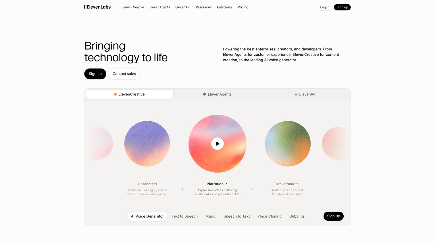 ElevenLabs AI voice and dubbing platform