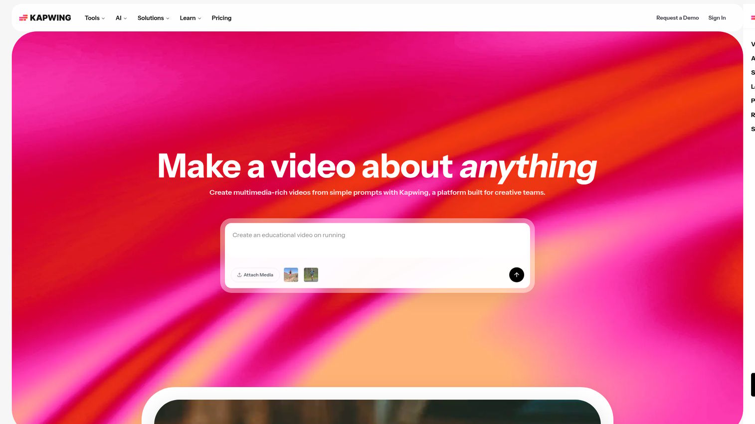 Kapwing browser-based video editor with translation
