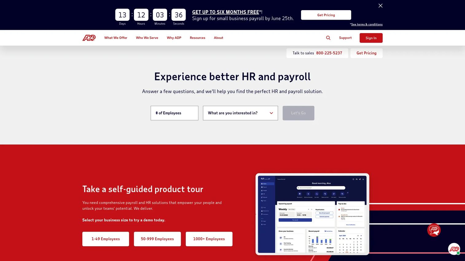 ADP Workforce Now HR and payroll platform homepage