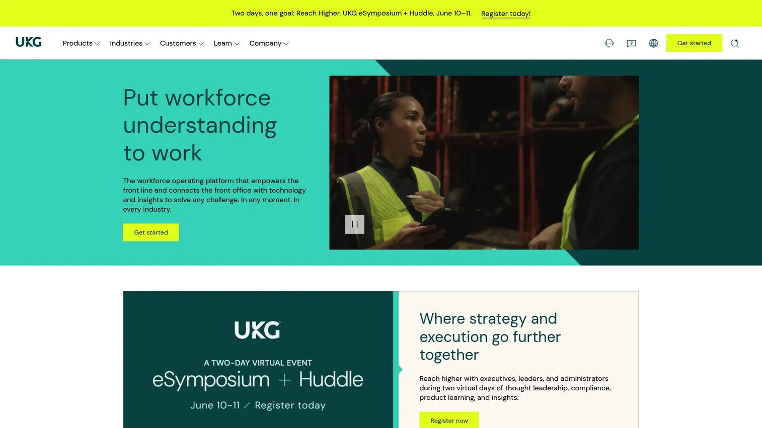 UKG human capital and workforce management platform homepage