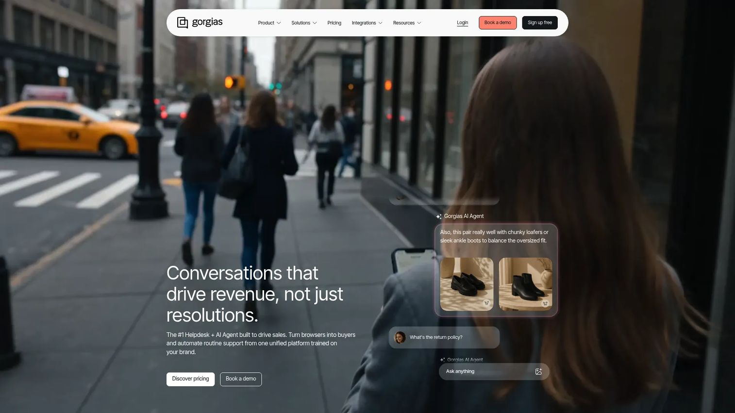 Gorgias ecommerce help desk homepage