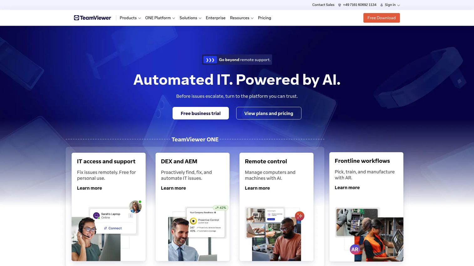 TeamViewer remote support software interface