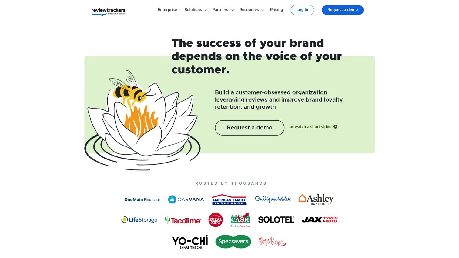 ReviewTrackers review monitoring and analytics platform homepage