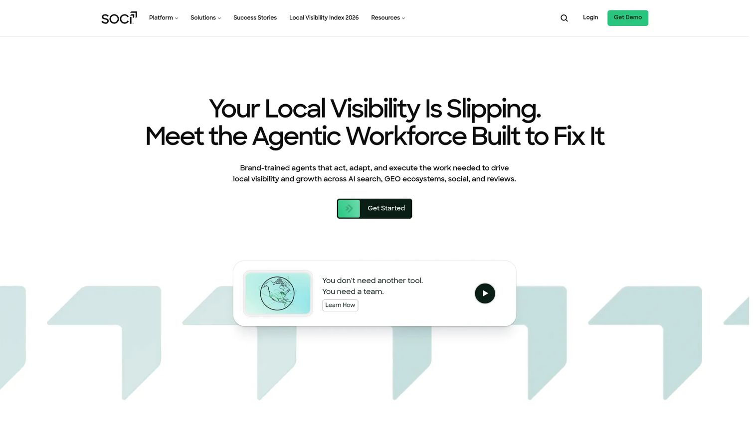 SOCi multi-location marketing and reputation platform homepage