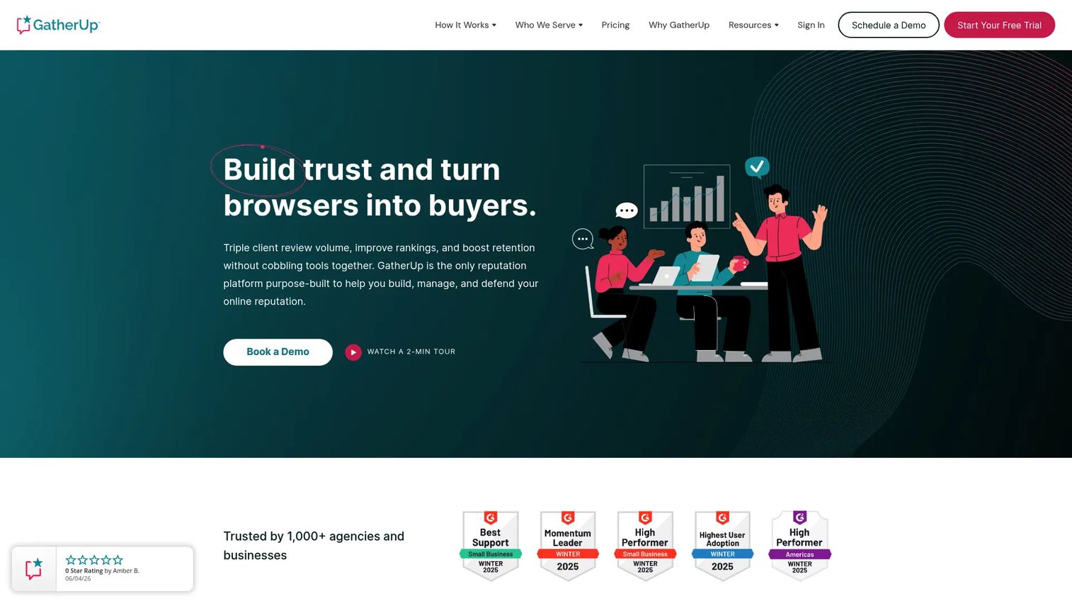 GatherUp review and reputation management platform homepage