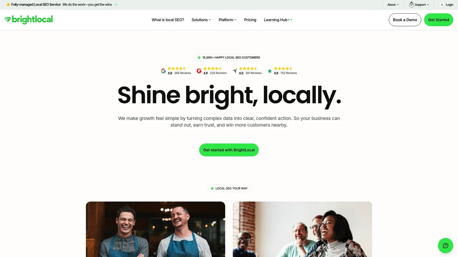 BrightLocal local SEO and reputation platform homepage
