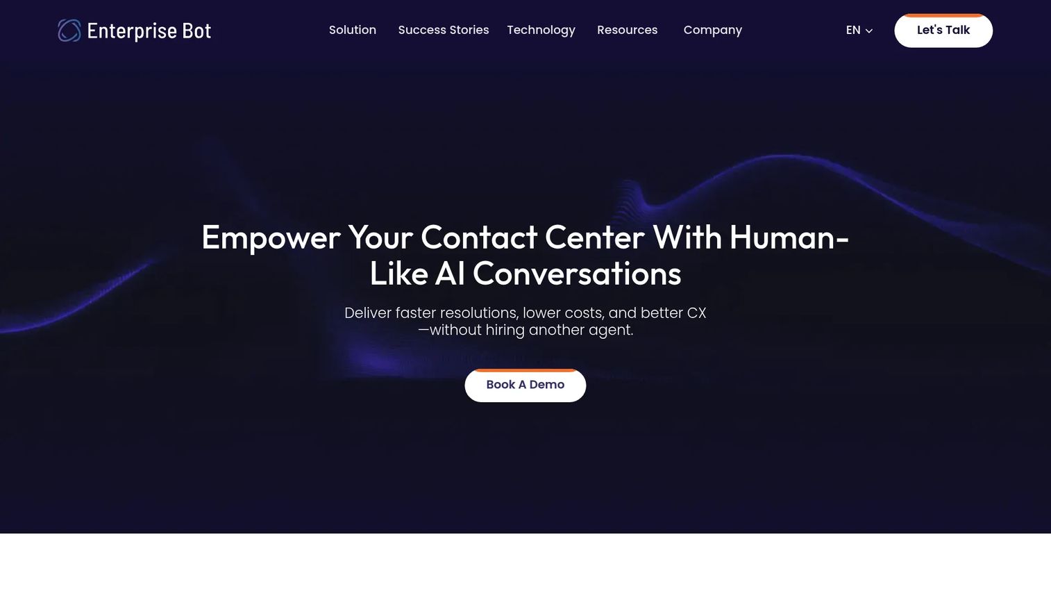 Enterprise Bot conversational automation platform homepage