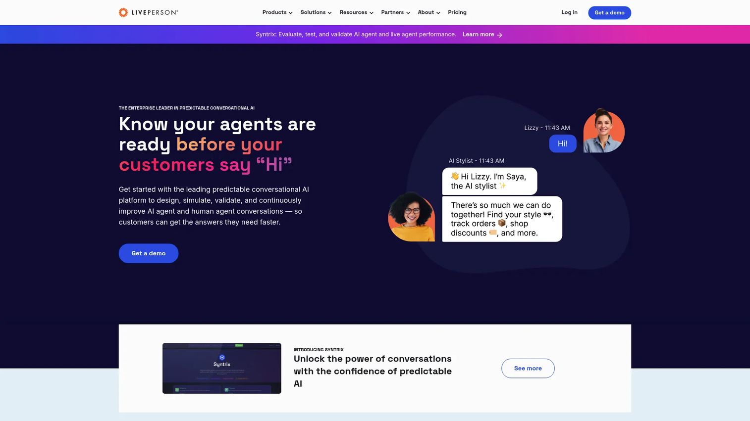 LivePerson conversational AI platform homepage