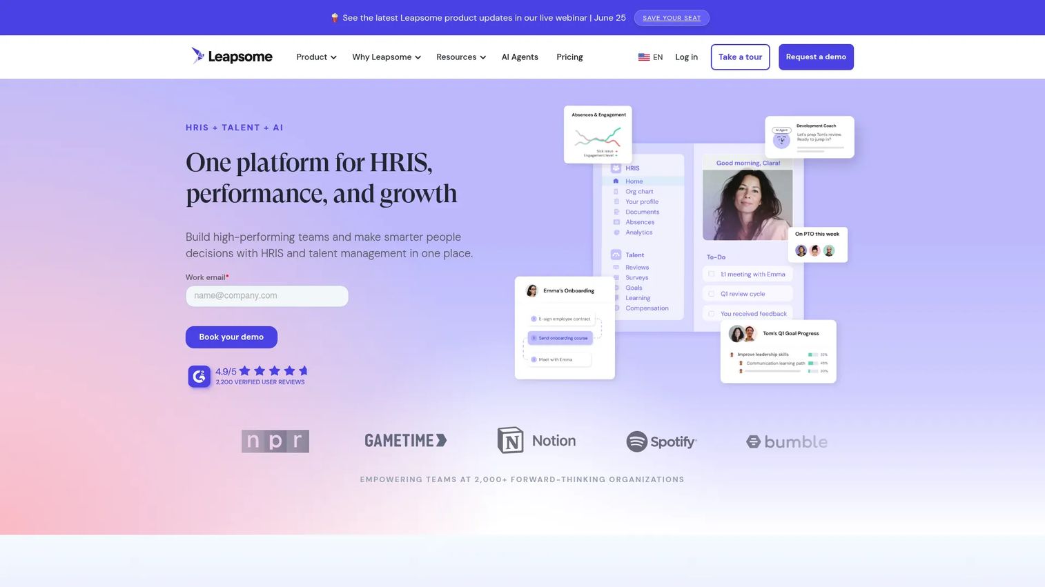 Leapsome all-in-one people enablement platform.
