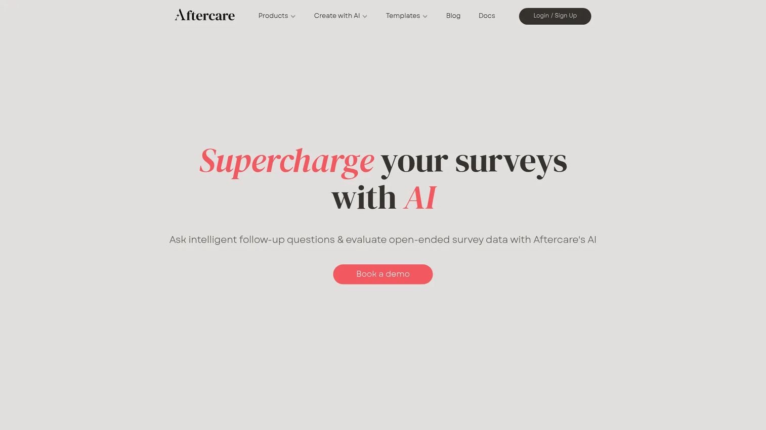 Aftercare AI follow-up survey platform homepage