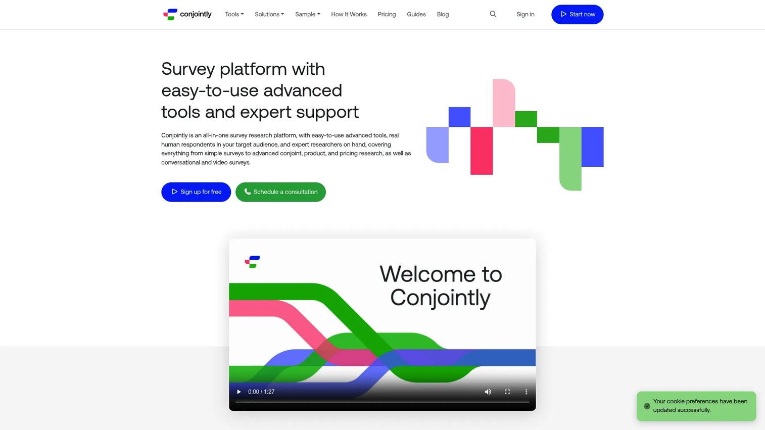 Conjointly survey research platform homepage